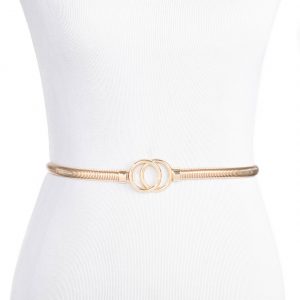 INC Double Circle Cobra Stretch Belt (GOLD)