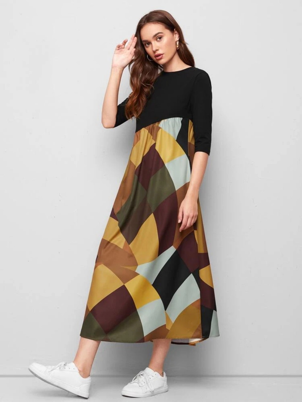 High Waist Colorblock Dress (Black) – CB Shop USA