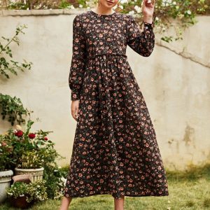 Allover Floral Print Smock Dress