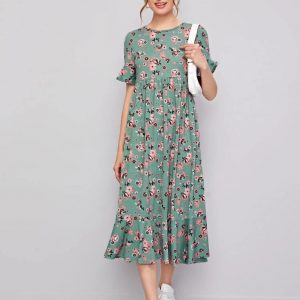  Floral Print Smock Dress