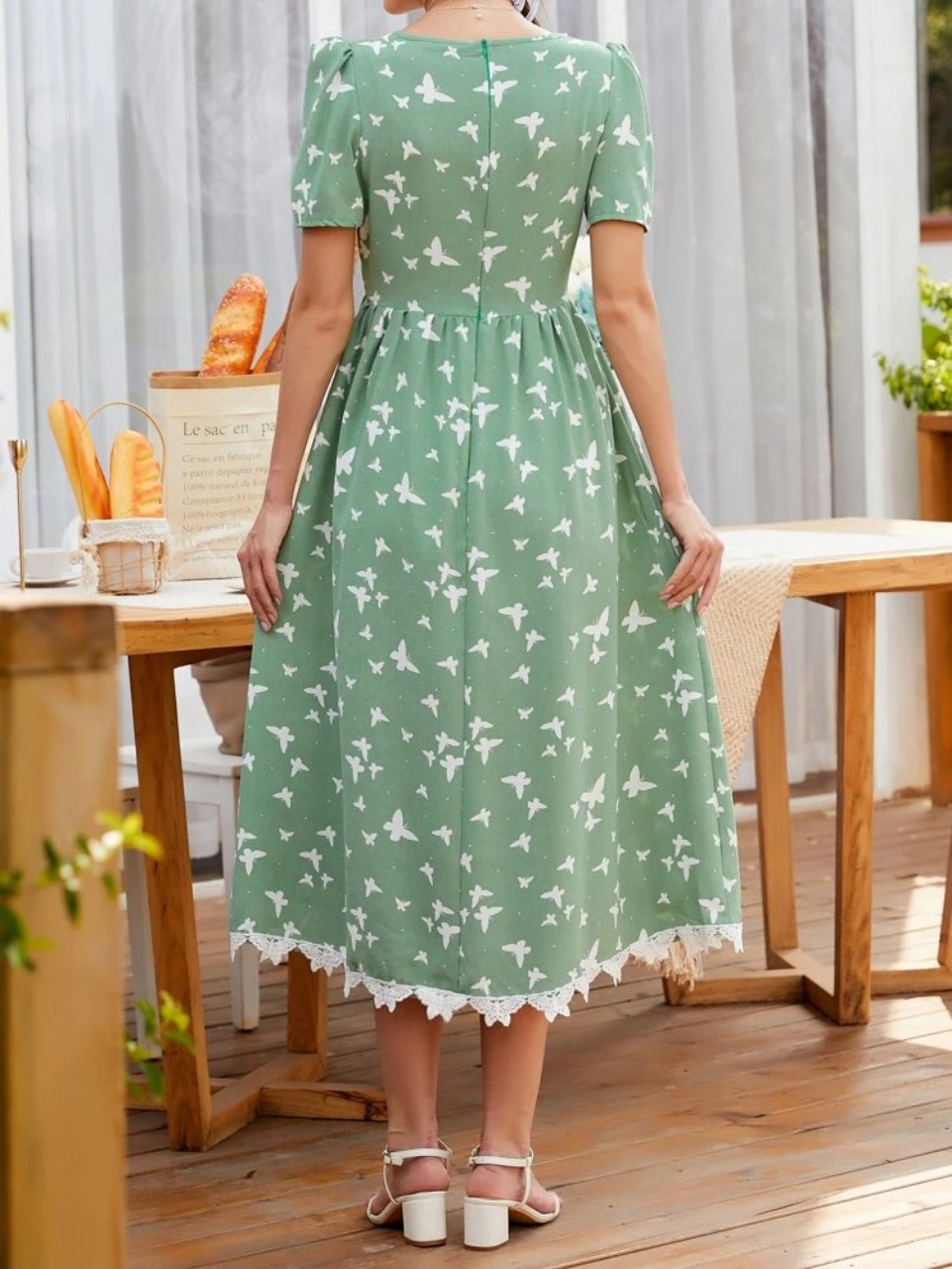Fashion (Green)women Dress New Floral Printed Summer Butterfly