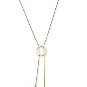 Imitation Pearl Circle Lariat Necklace (Gold)