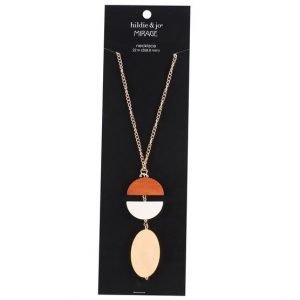 Mirage Wood Semi Circle & Oval Necklace
