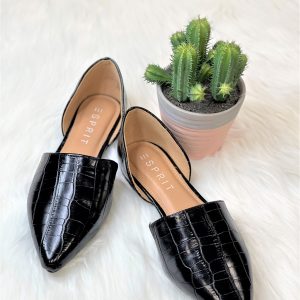 PIPER BLK CROCO CUT OUT FLAT ( BLACK CROC )