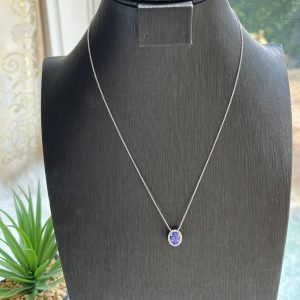 Blue Topaz Pendant Necklace in Sterling Silver