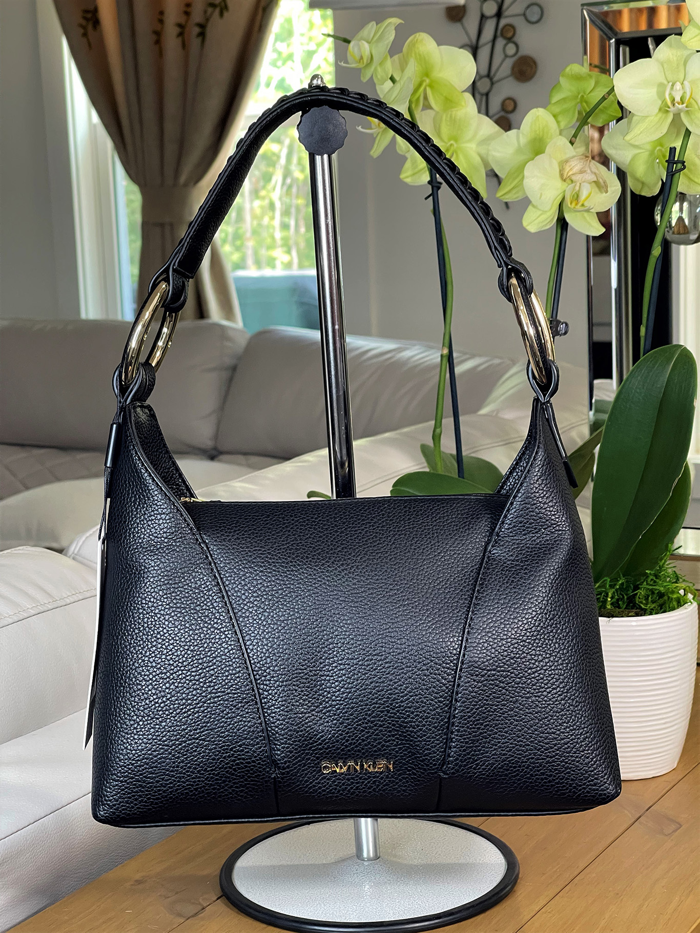 Calvin Klein Ivy Small Hobo CARAMEL BLACK CB Shop USA