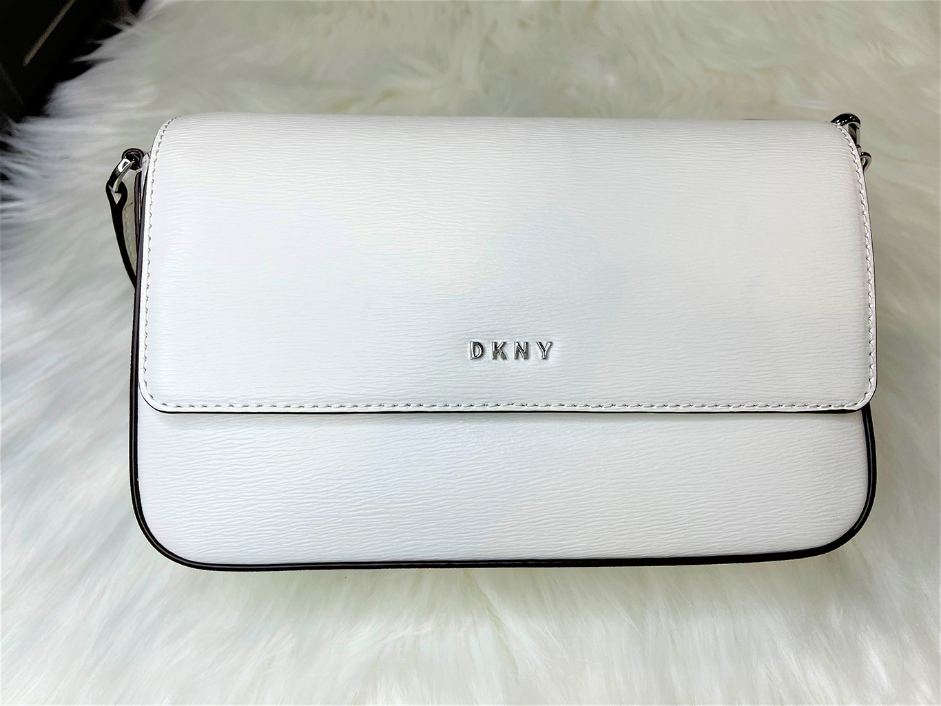 DKNY Bryant Medium Leather Flap Crossbody (BLACK), (RED), (WHITE