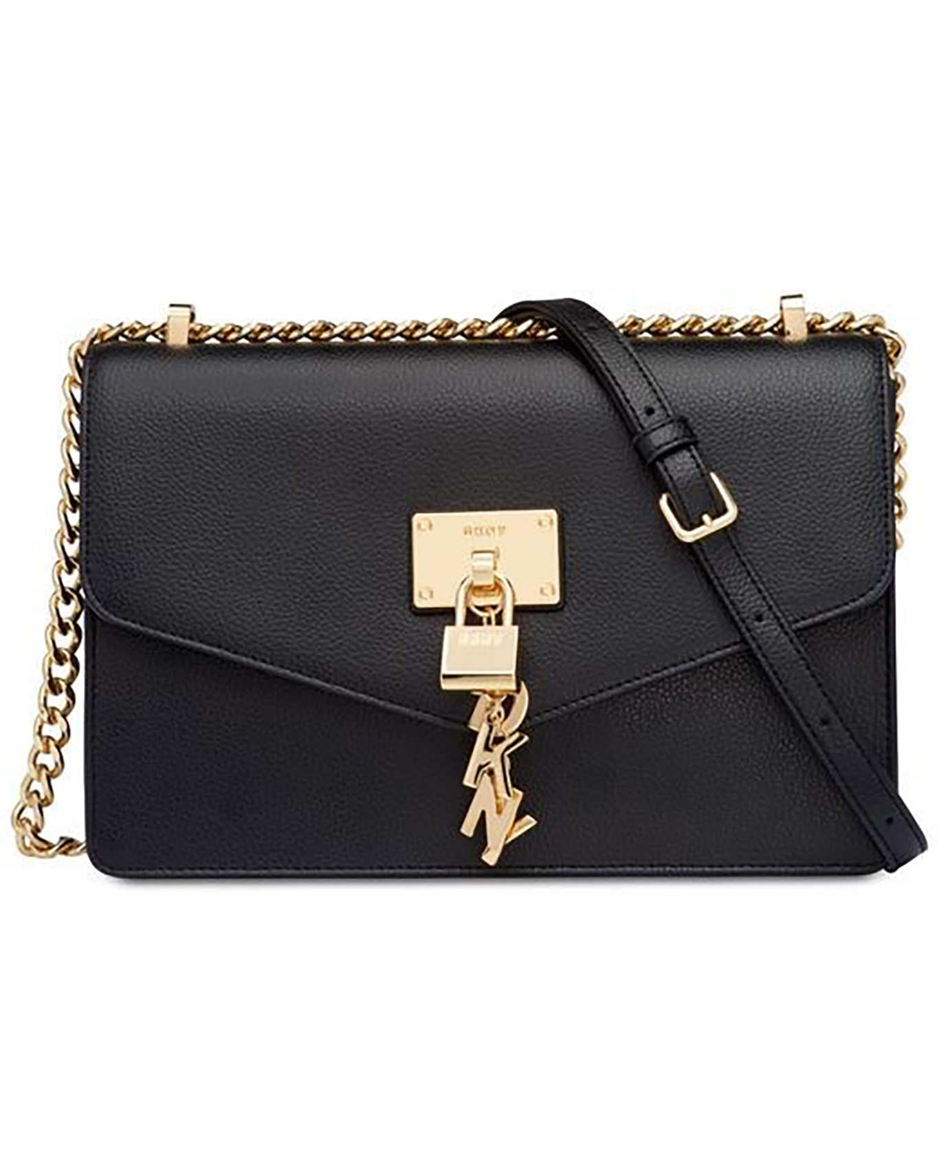 DKNY Elissa Large Leather Shoulder Flap (BLACK) – CB Shop USA