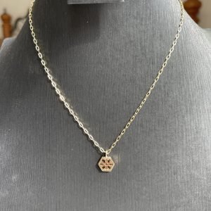 Hex Pave LOGO Necklace  ( GOLD )