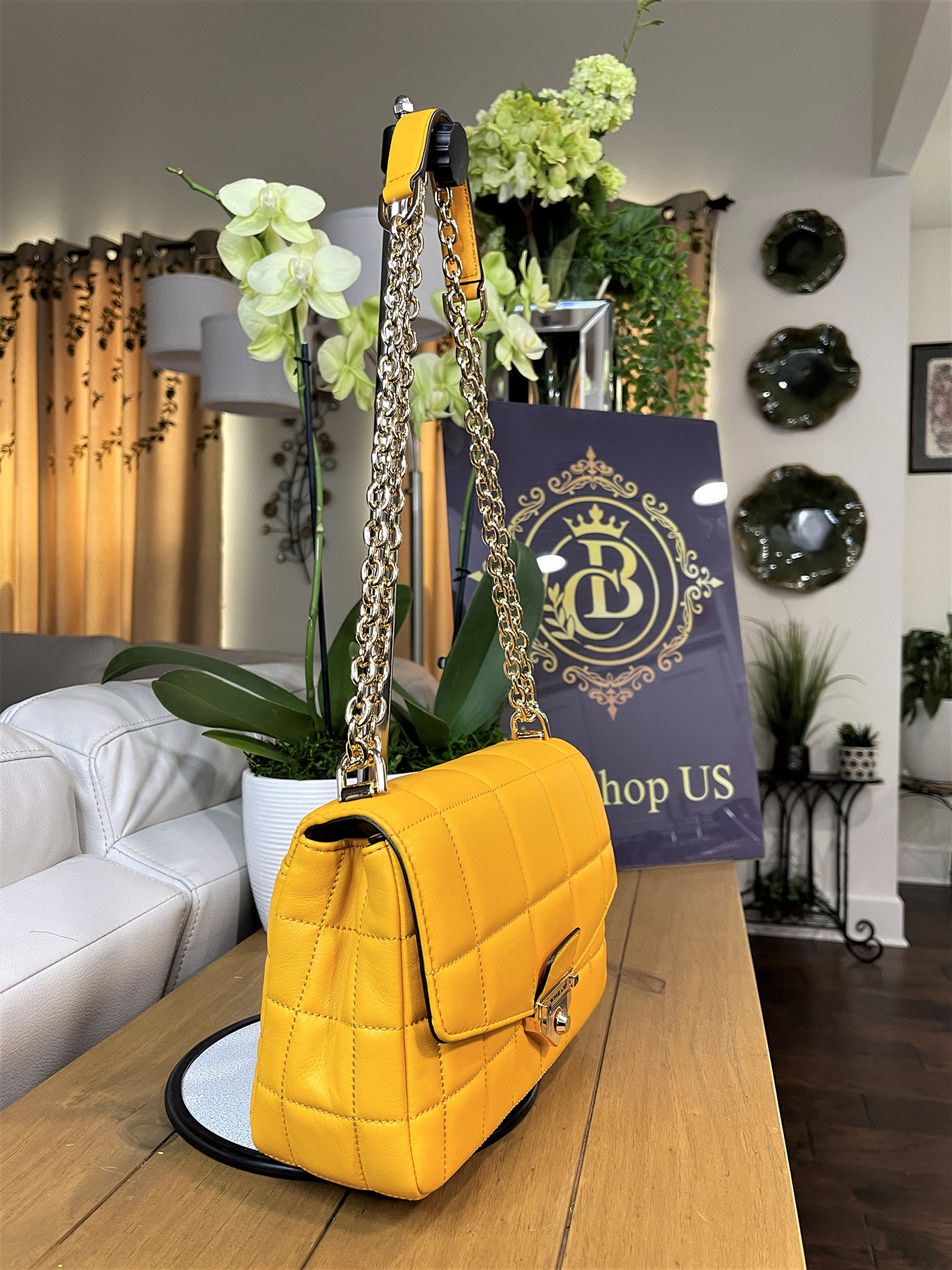 Buy Luxury Michael Kors Yellow Saffiano Leather Bag With Gold Buckle Online   LuxepolisCom