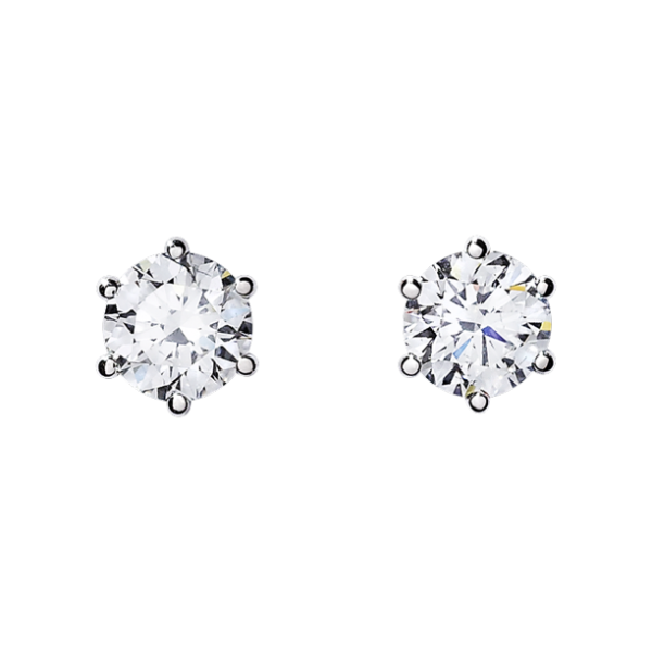 Moissanite Stud Earrings Round Cut 18K White Gold – CB Shop USA