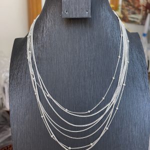 Silver Plate Fashion Necklace (SILVER), (BLACK)