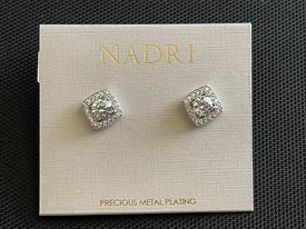 Silver Square Cubic Zirconia Stud Earrings