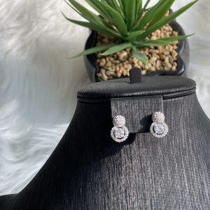 Silver-Tone Round Vine Framed Drop Earrings