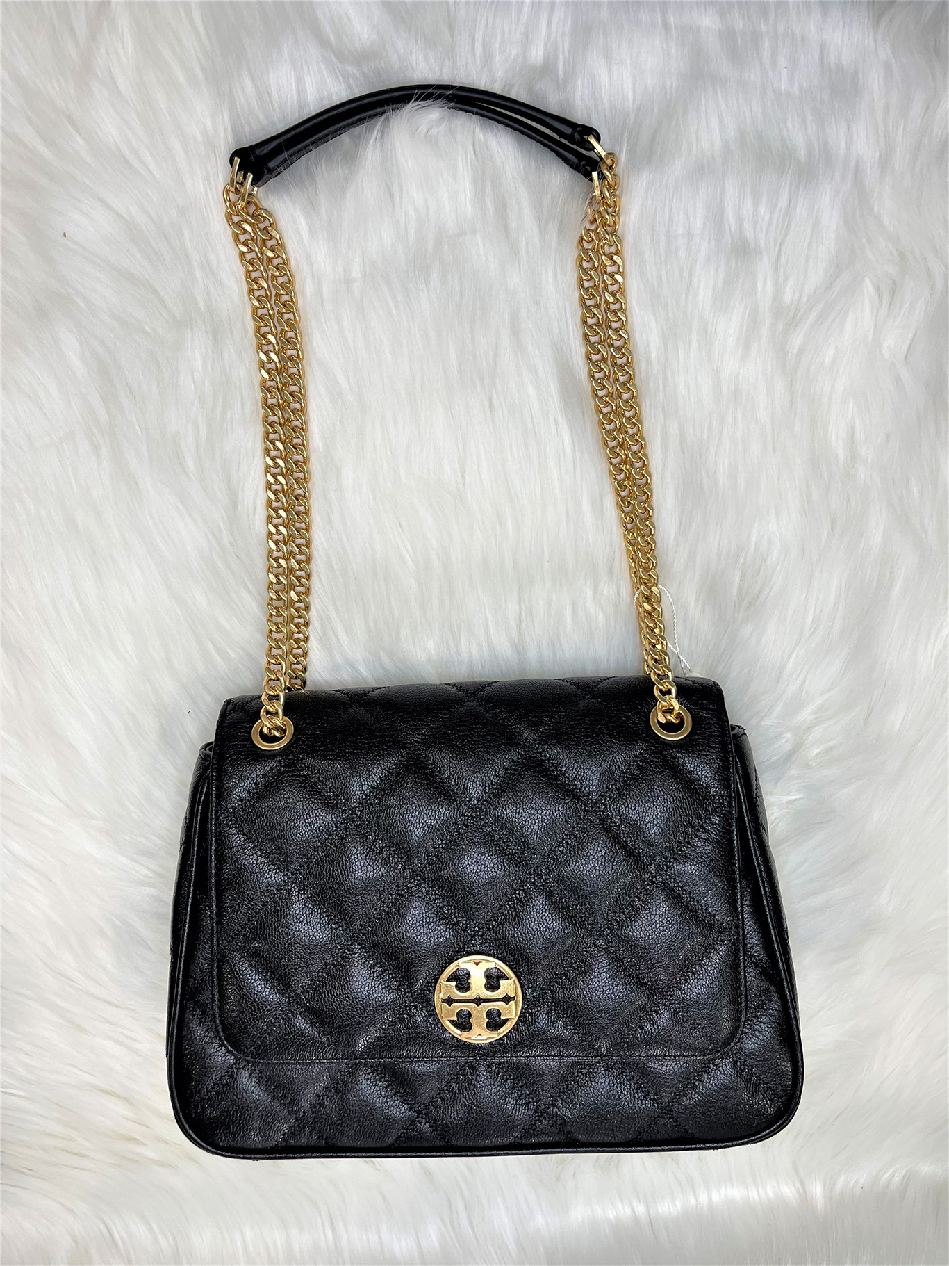 TORY BURCH Black Gold Chain Clutch Crossbody Purse