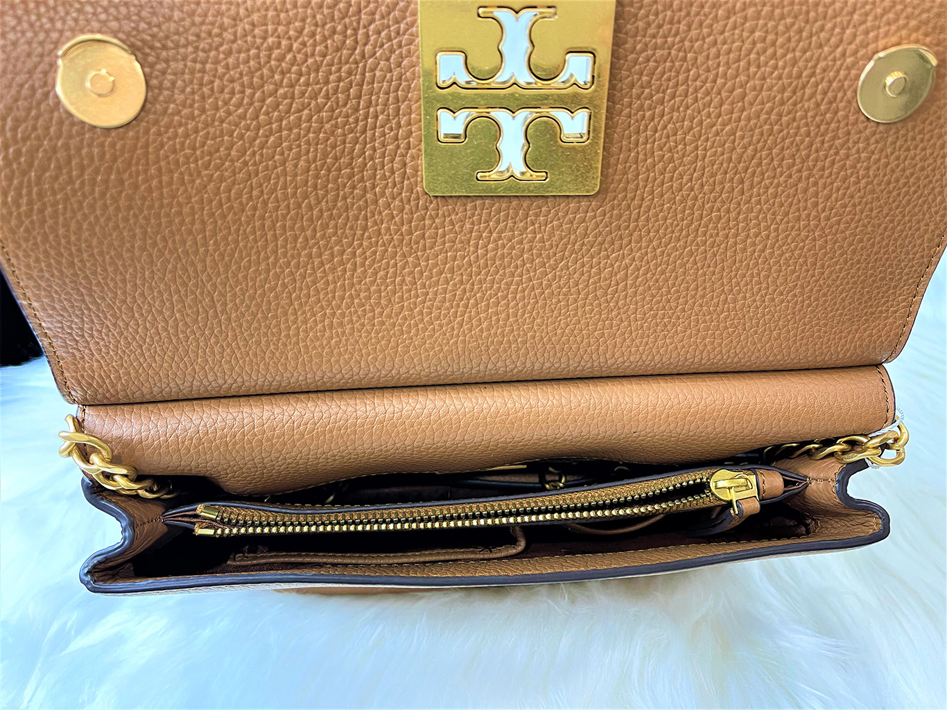 Tory Burch Brown Leather Britten Flap Crossbody Bag Tory Burch