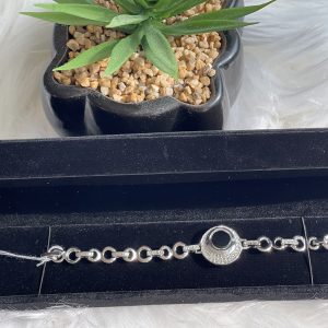 Silver-Tone Black Crystal Bracelet