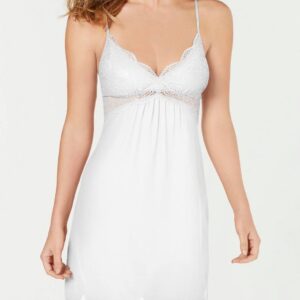 Lace-Bodice Chiffon Chemise Nightgown (WHITE)