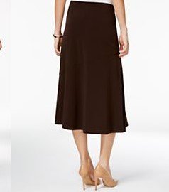 Petite Diagonal-Seam Midi Skirt (Brown)