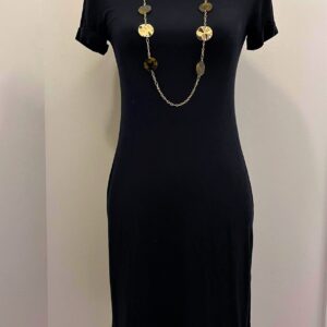 A- Line Cotton Dress ( Black )