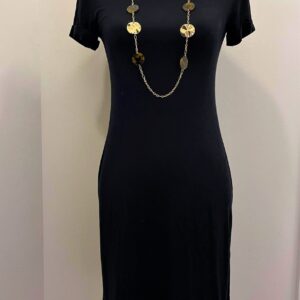 A- Line Cotton Dress ( Black )