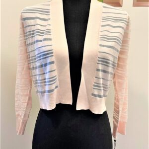 Sheer-Stripe Cropped Cardigan ( Powder )