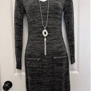Knit Cotton Bodycon Dress (Dark Gray)