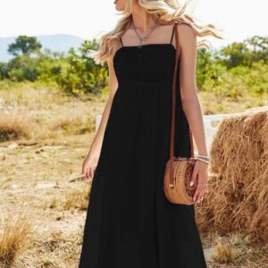 Solid Backless Cami Dress (Black)