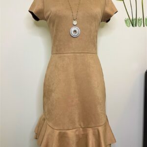 Flounce-Seam A-Line Dress, (TAN)