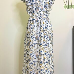 Floral Dress (White-Blue Flower)