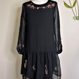 Dot Frill Dress (Black)