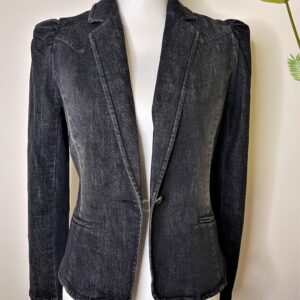 Sleeve Denim Blazer ( Black )