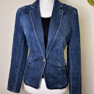 Sleeve Denim Blazer ( Blue )