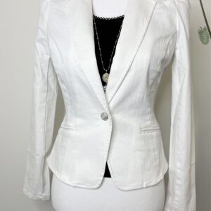 Sleeve Denim Blazer (White)