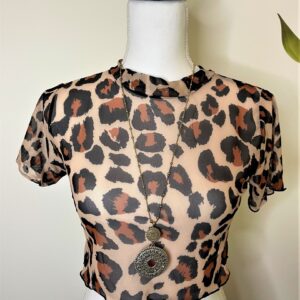  Mesh Animal-Print See Through Tops