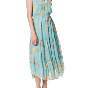 Flutter Sleeves Printed Tiered Maxi Dress