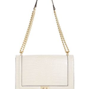 INC International Concepts Ajae Flap Croco-Embossed Crossbody (White)