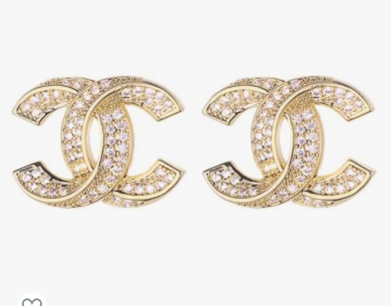 Chanel 22A White x Gold CC Logo Pierce Earrings 83cz629s