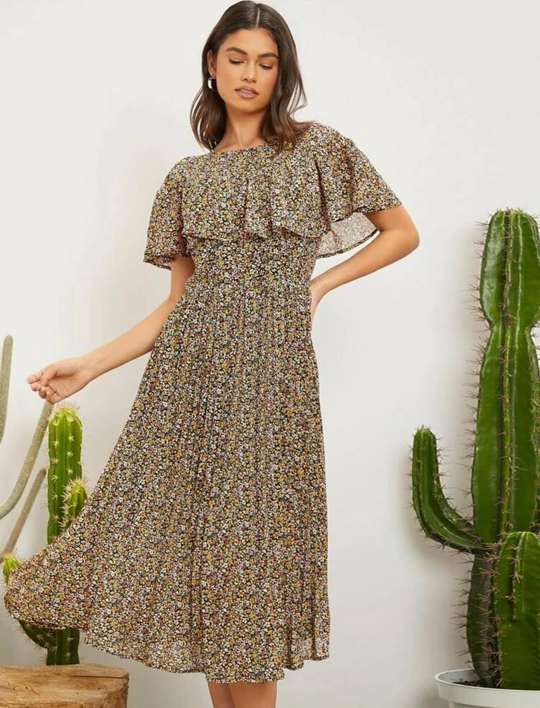 SHEIN Ditsy Floral Print Ruffle Trim Dress – CB Shop USA