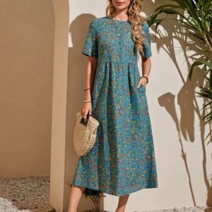 EMERY ROSE Ditsy Floral Print Hidden Pocket Dress