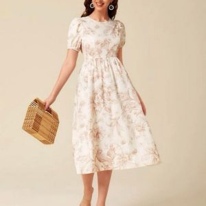 Floral Print Puff Sleeve Dress